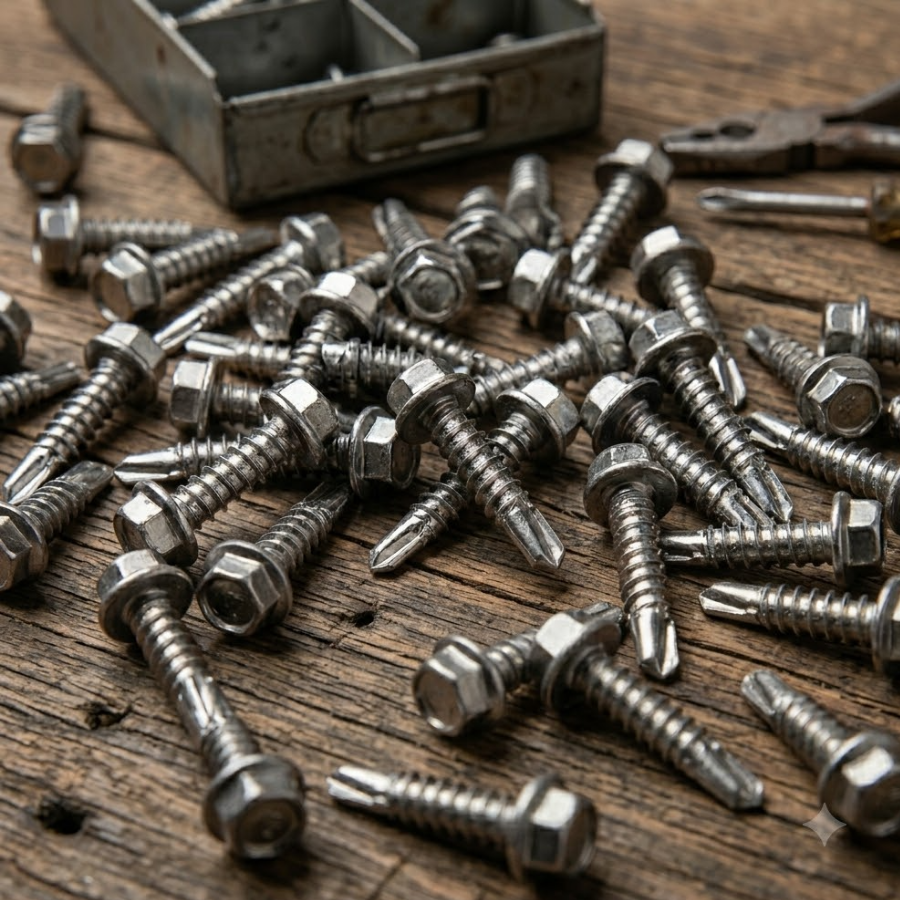 Parafuso autobrocante INOX Cabeça sextavada Ponta broca